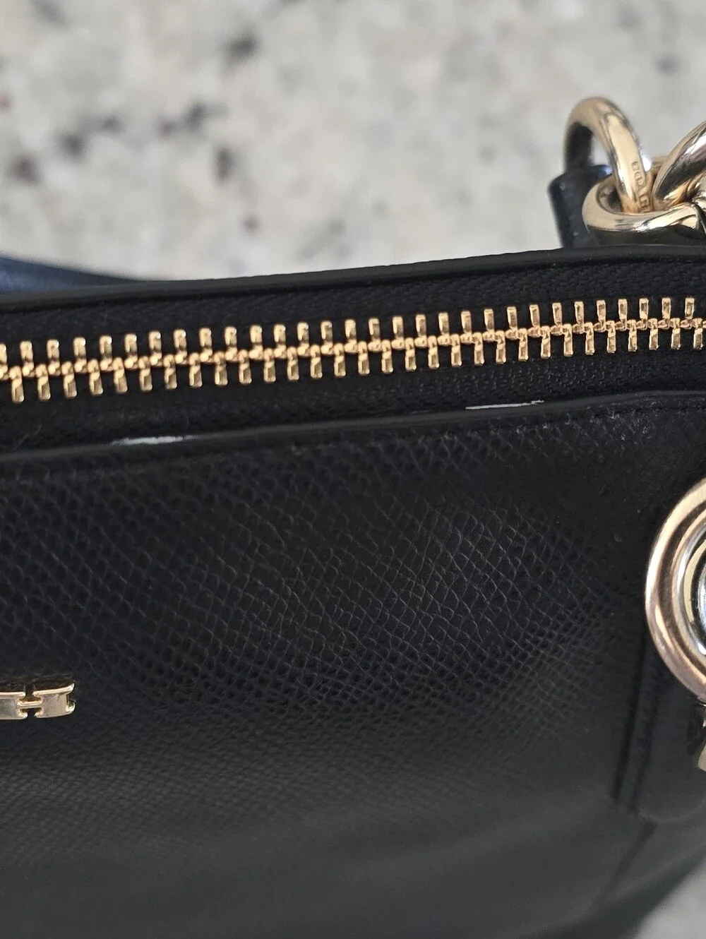 Coach Black Leather Tote with Gold Accents